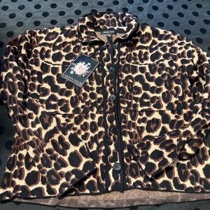 Carolyn Taylor Leopard Print Button Up Sweater New